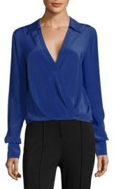 Diane von Furstenberg - Collared Silk Blouse Royal Blue at Saks Fifth Avenue